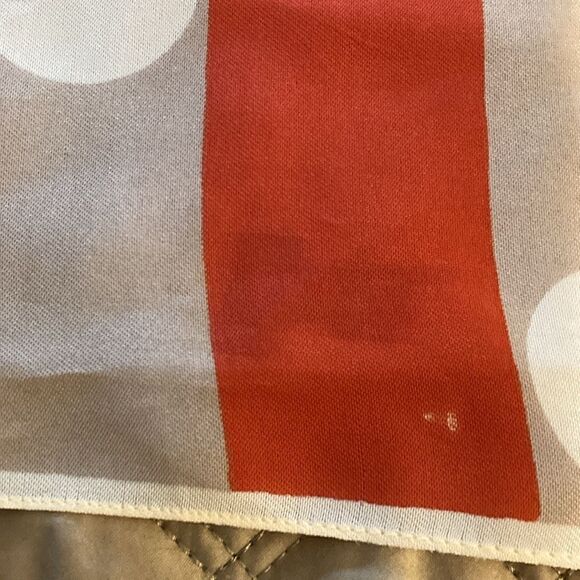 Vintage Ricardo Signed Scarf in Stripe Pattern with Large Dots. Red/Cream/White. - Picture 3 of 6